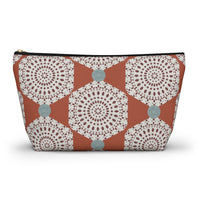 Lace Hexagon Accessory Pouch w T-bottom in Orange